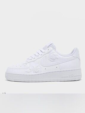 Nike Women’s All-White Floral Embossed Low-Top Sneakers With pink Crystals 10